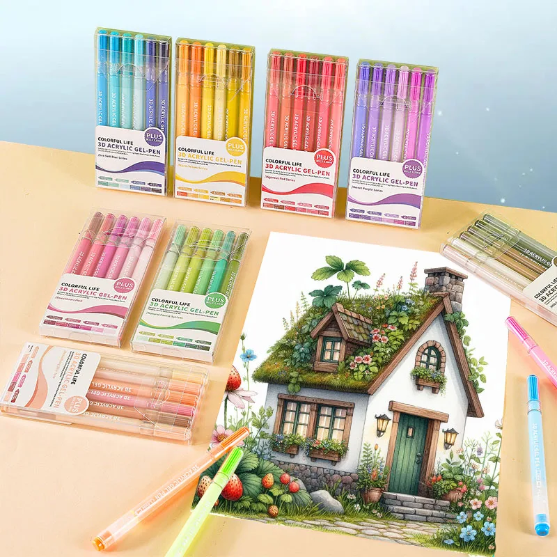 

9 boxes of 6-piece sets of 54-color acrylic gel pens, quick-drying colored drawing and journaling pens, multi-color markers