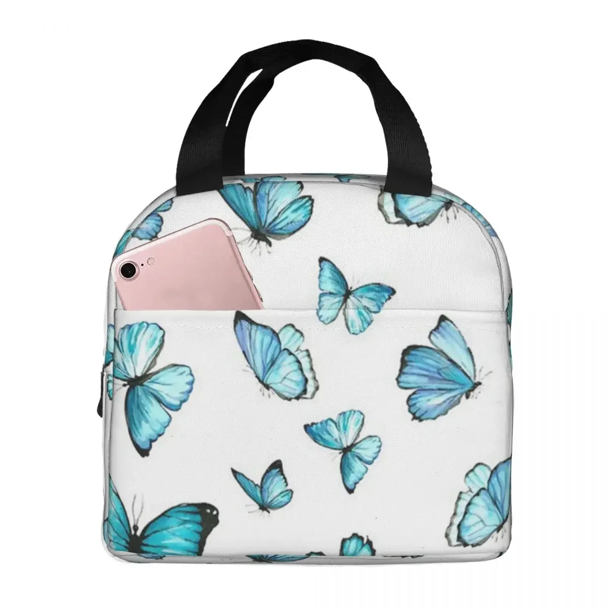 

Lunch Bags for Women Kids Blue Beautiful Insulated Cooler Portable School Oxford Tote Food Bag