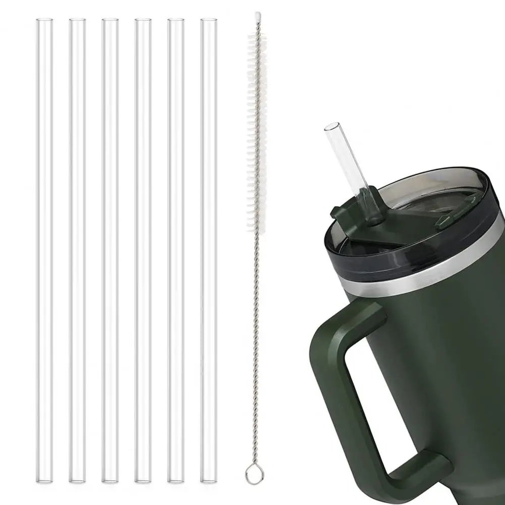 

1 Set Replacement Drinking Straw with Cleaning Brush Reusable Transparent Plastic 20/30/40 OZ Travel Tumbler Straw Cup Accessory