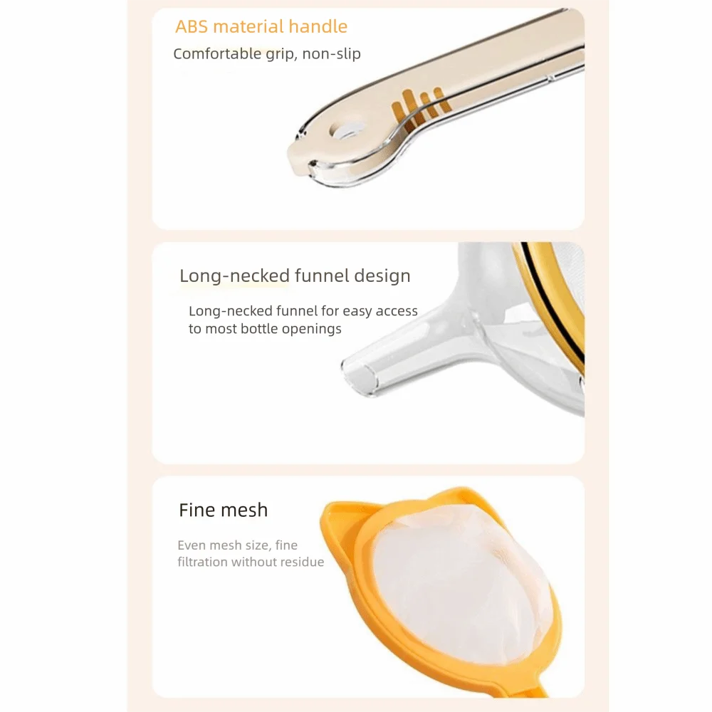 2 in 1 Funnel Filter with Handle 120 Mesh Double-layer Juice Strainer Multifunctional Heat-resistant