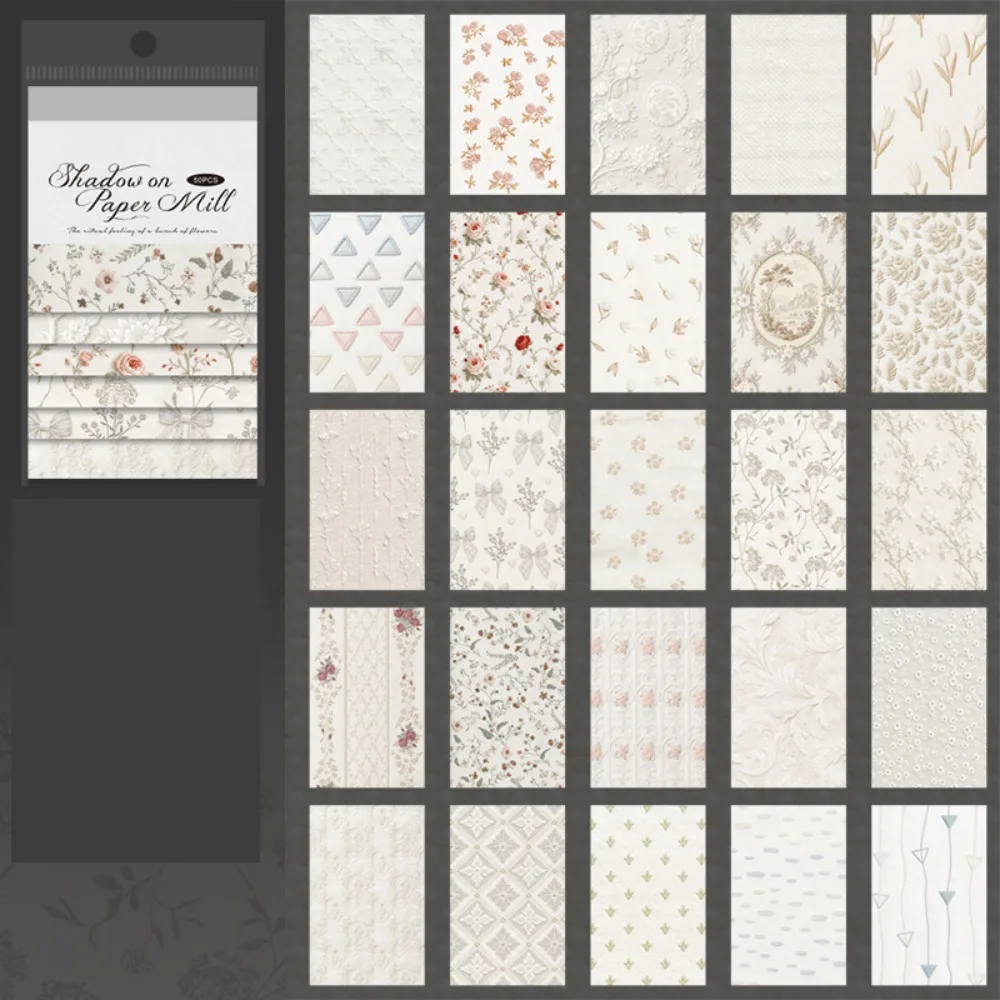 High Quality Vintage Material Book Plaid Embroidery 50 Sheets Memo Pad Refill Pages Decorative Simulated Fabric Scrapbook Paper