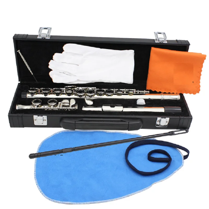 16 hole flute box, e-key, C-tune, white copper tube body, silver plated flute, Western musical instrument