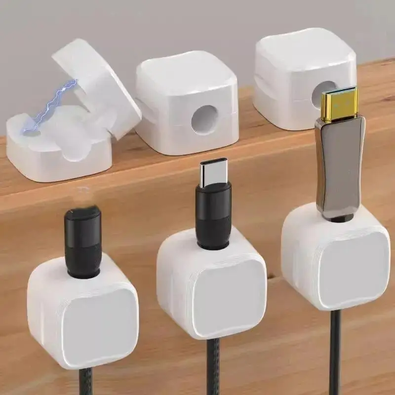6/12 Pcs Magnetic Cable Clip Cable Holder Adhesive Wire Keeper Cord Cable Organizer For Home Office Under Desk Management
