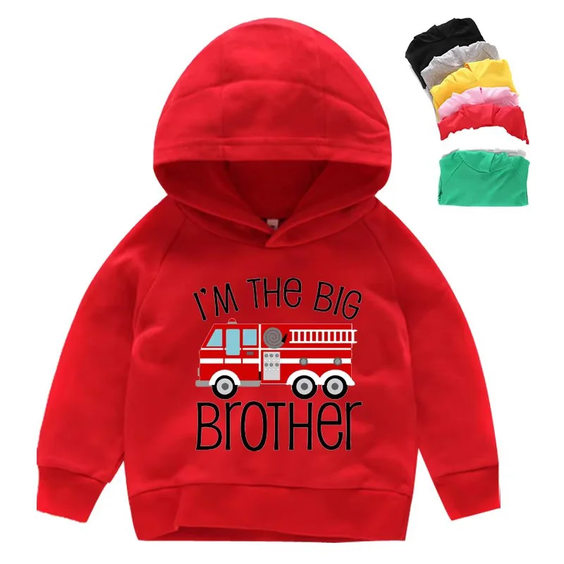 

Fire Engine Graphic Print Clothing Boys Girls Kids Hoodies Sweater Clothes Gifts Toddler Cartoon Printing Hoodie Sweatshirt