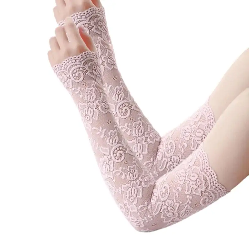 652F Sorveni braccio resistenti sole con ricamo floreale Accessori sportivi esterni elastici