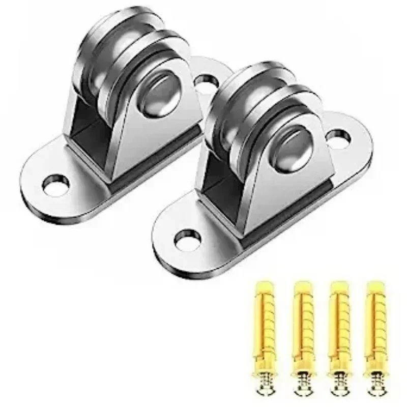 2/4PCS Stainless Steel Pulley Block Kit Silent Pulley Heavy Duty Fixed Pulley Detachable Loading 176Lb Lifting Wheel Moving Tool