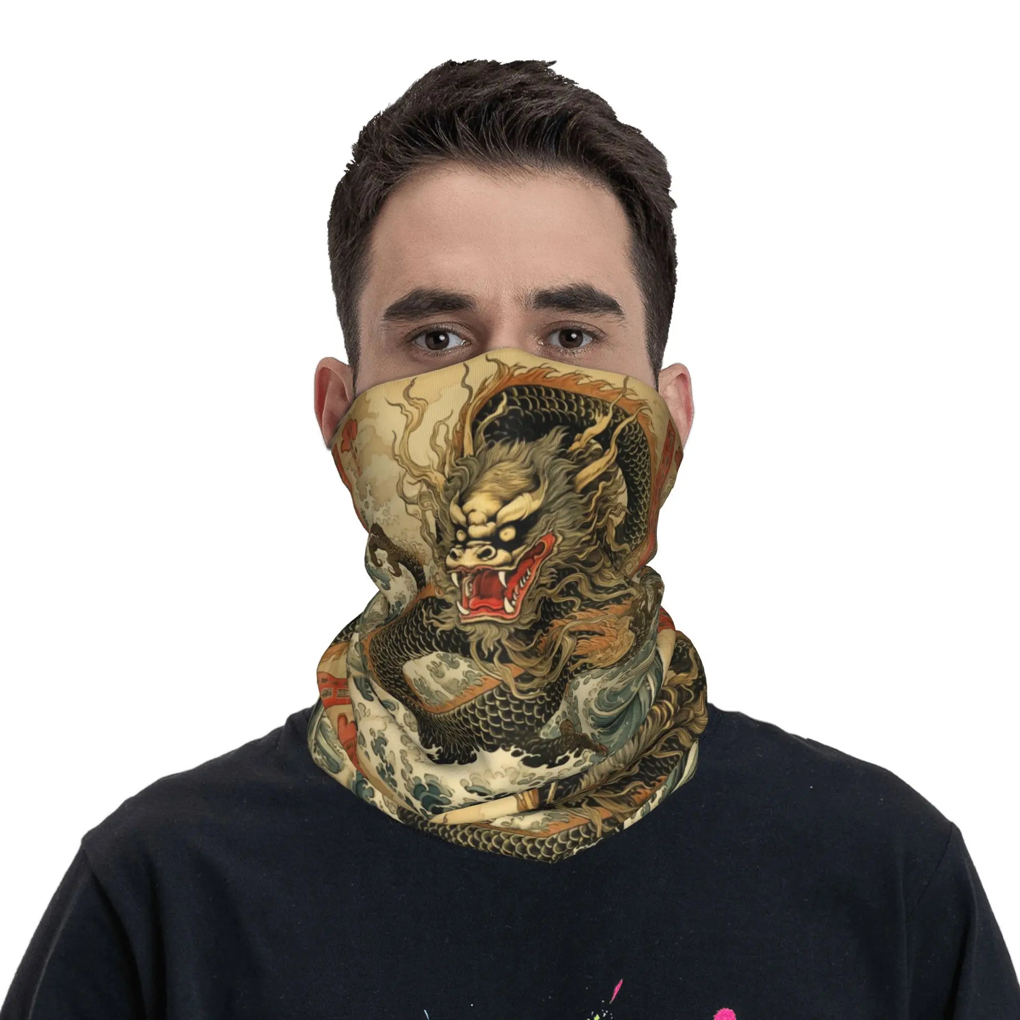 

Vintage Japanese Dragon Bandana Neck Gaiter Printed Magic Scarf Headwear Cycling Unisex Adult Washable