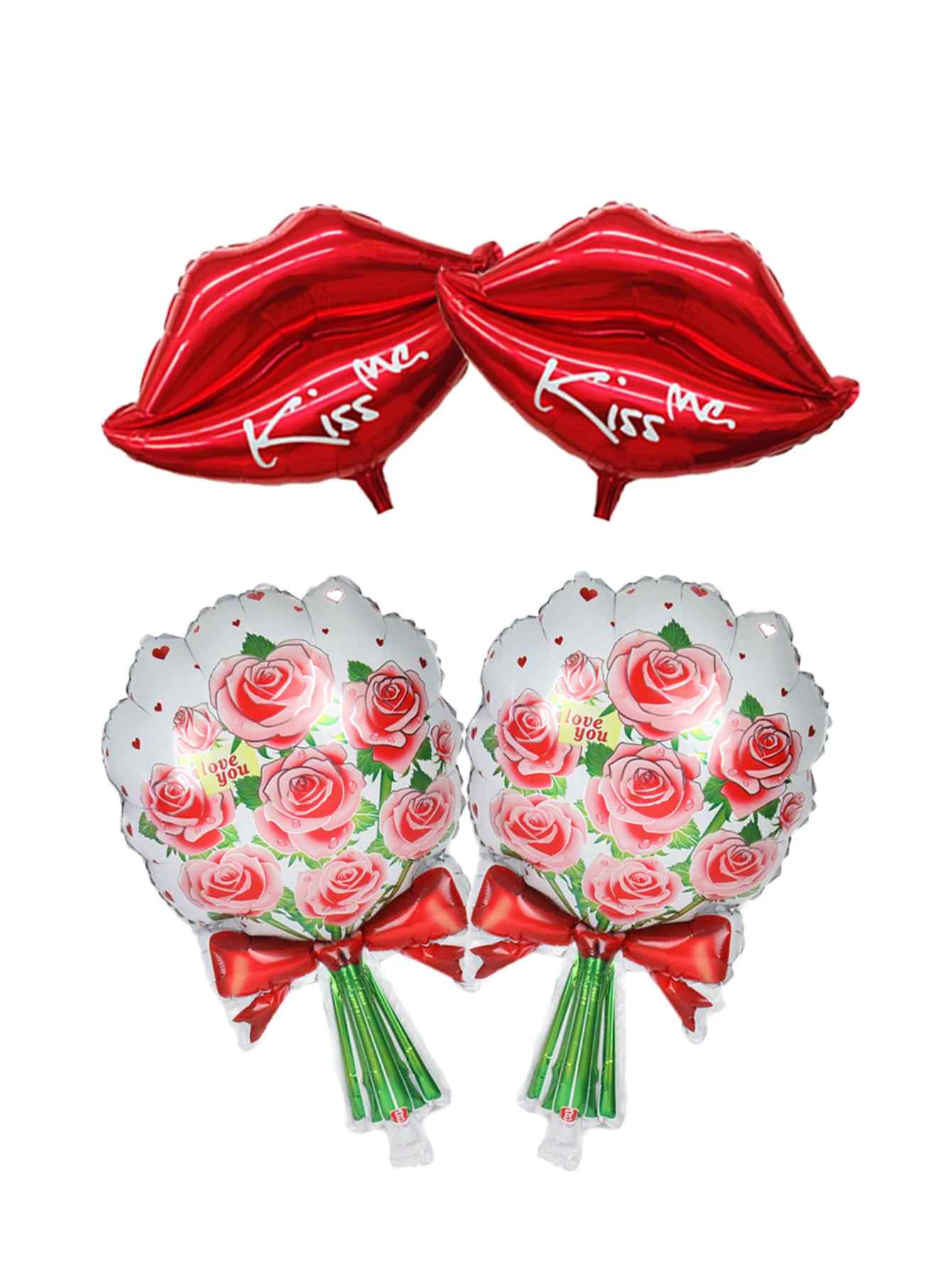 2pcs Kiss me Lip Balloons Rose Flower Balloon Wedding Decorations Valentine's Day Party Decoration