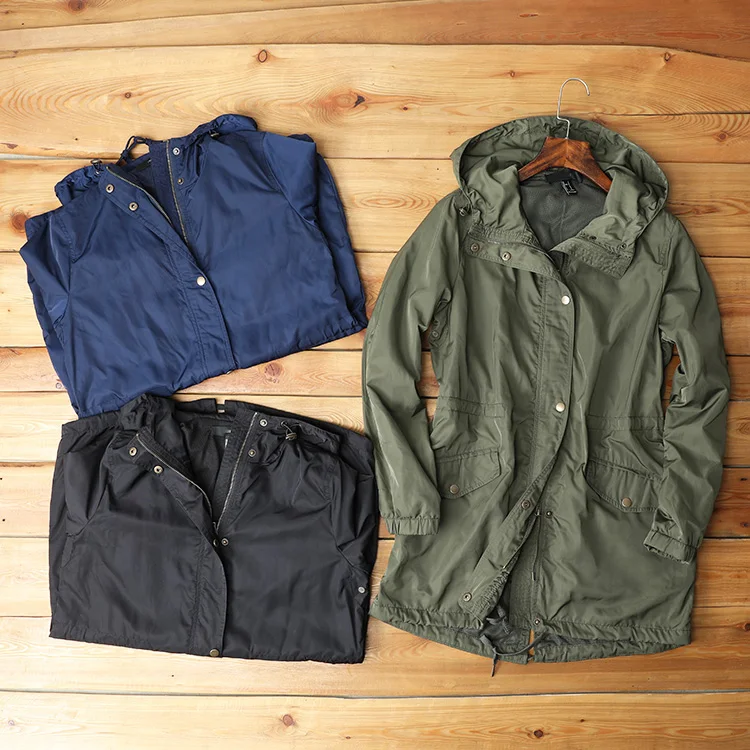 

Женское пальто Ele Slimming средней длины в британском стиле, весна-лето, новинка, свободный прямой крой, с капюшоном