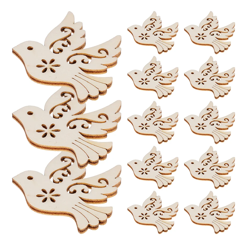 100 Pcs Wooden Bird Pendant Peace Dove Shape Hand Painted Craft Supplies Vibrant Colors Hollow Design Safe Material Home Decor