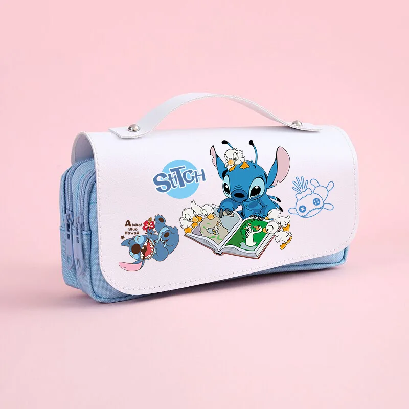 Disney Stitch Anime Series Cute Pencil Case Pencil Case Pencil Case Student Middle School Students Simple Large Space Cartoon