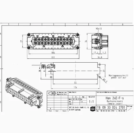 09330242701 HARTING Heavy Duty Connectors Han-24-E-F-s and Han 24 E BU-S