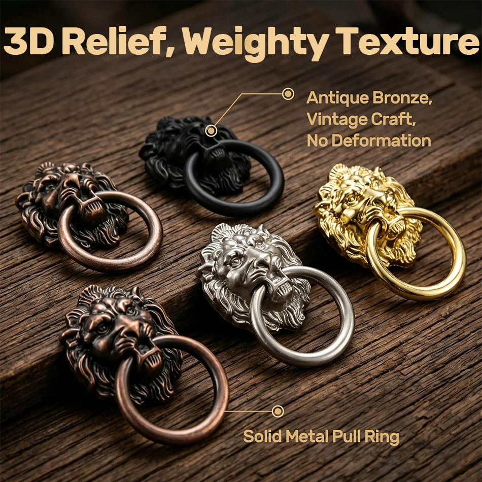 Vintage Retro Alloy Door Knobs Handles Classic Antique Single Hole Drawer Pull Ring Furniture Cabinet Door Pull Knocker Handle