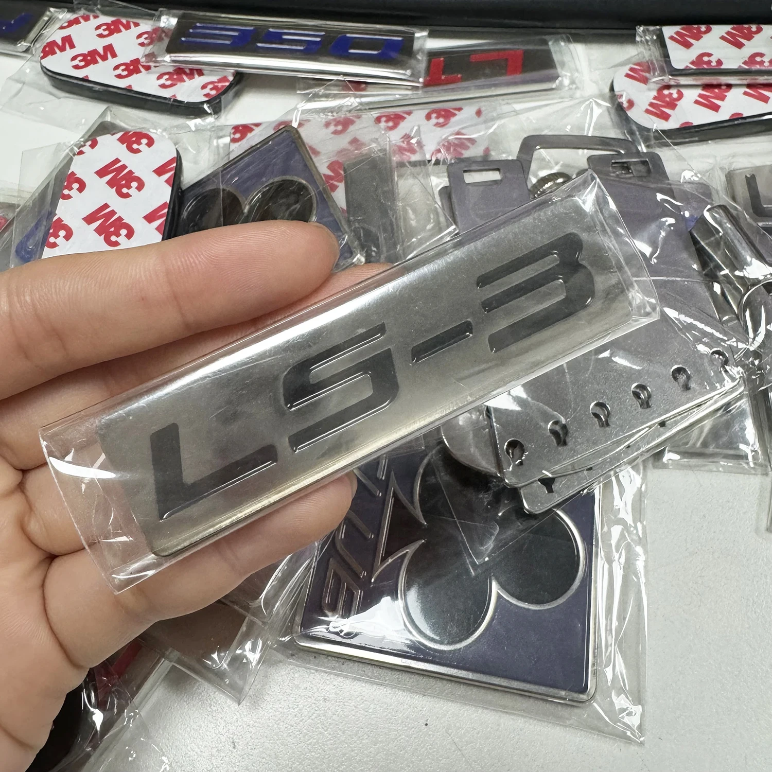 

Black CHROME METAL LS-3 LS3 ENGINE RACE MOTOR SWAP EMBLEM BADGE FOR TRUNK HOOD DOOR 3/4" X 3" (76mm X 20mm)