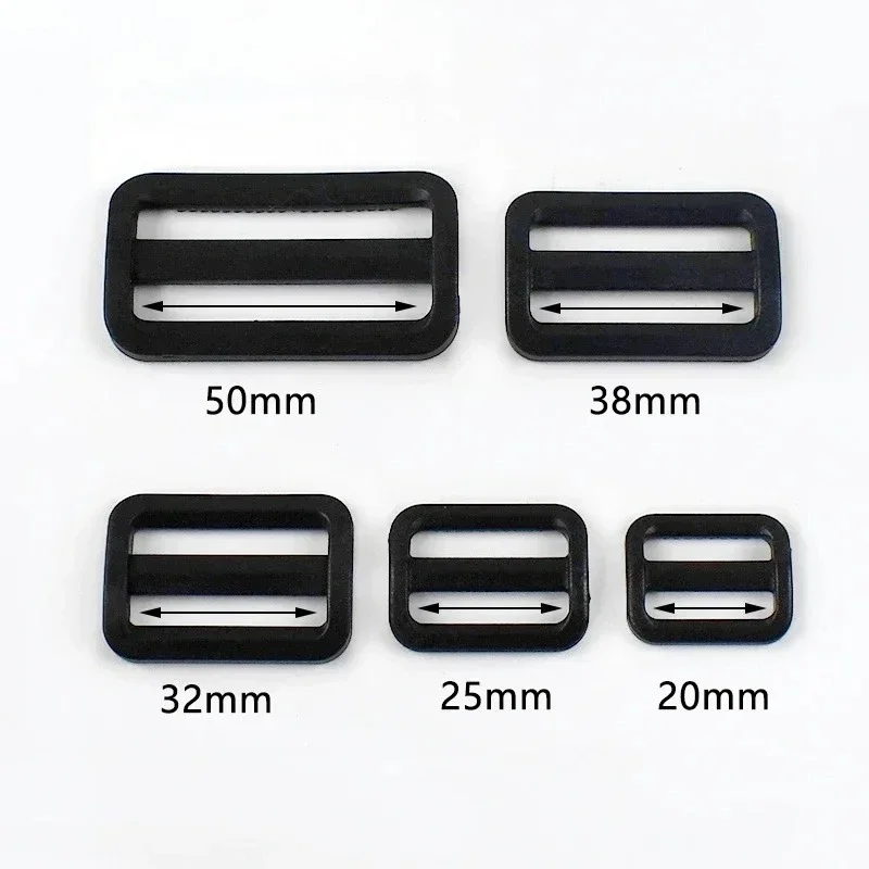30/50/100Pcs Plastic Adjust Buckles 20-50mm Black Tri-Glide Slider Clasp Bag Strap Dog Collar Hook Webbing Belt Loop Accessories