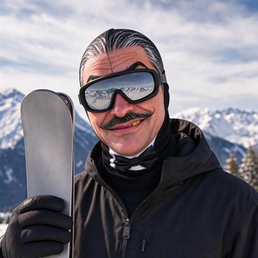 3D Face Printed Old Man Balaclava Face Mask Full Coverage Breathable Eye Hole Funny Ski Mask Missing Teeth Pattern Elastic