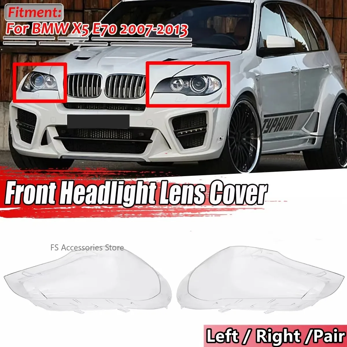 Car Headllamp Lens Cover For BMW X5 E70 2007-2013 Front Headlight Cover Lens Transparent Headlamps Lampshade Lamp Shell Masks