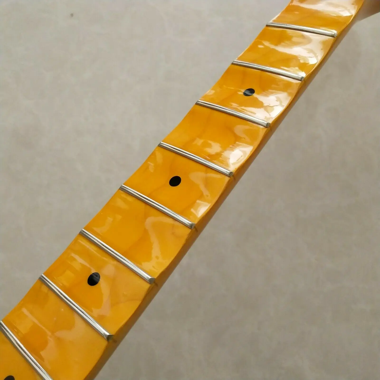 Gloss Big head Full scalloped Guitar neck 22 Fret Maple Fretboard Yellow parts