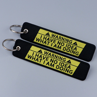 Warning Sign Embroidery Key Fobs Funny Quotes Key Tags Keychain For Motorcycles Cars Key Ring Accessories Jewelry Chaveiro Gifts