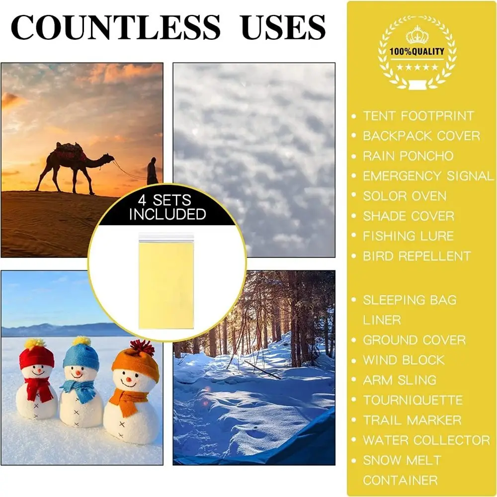 

2024 Outdoor Survival Blanket Windproof Camping Emergency Blanket Waterproof Tent