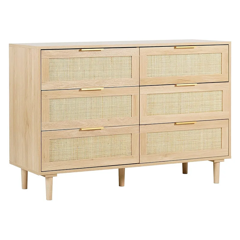 #Cross-border for Wood Modern Simplicity Nordic White Oak Bedroom Storage Drawer Six-bucket Simple Sideboard Home Furniture