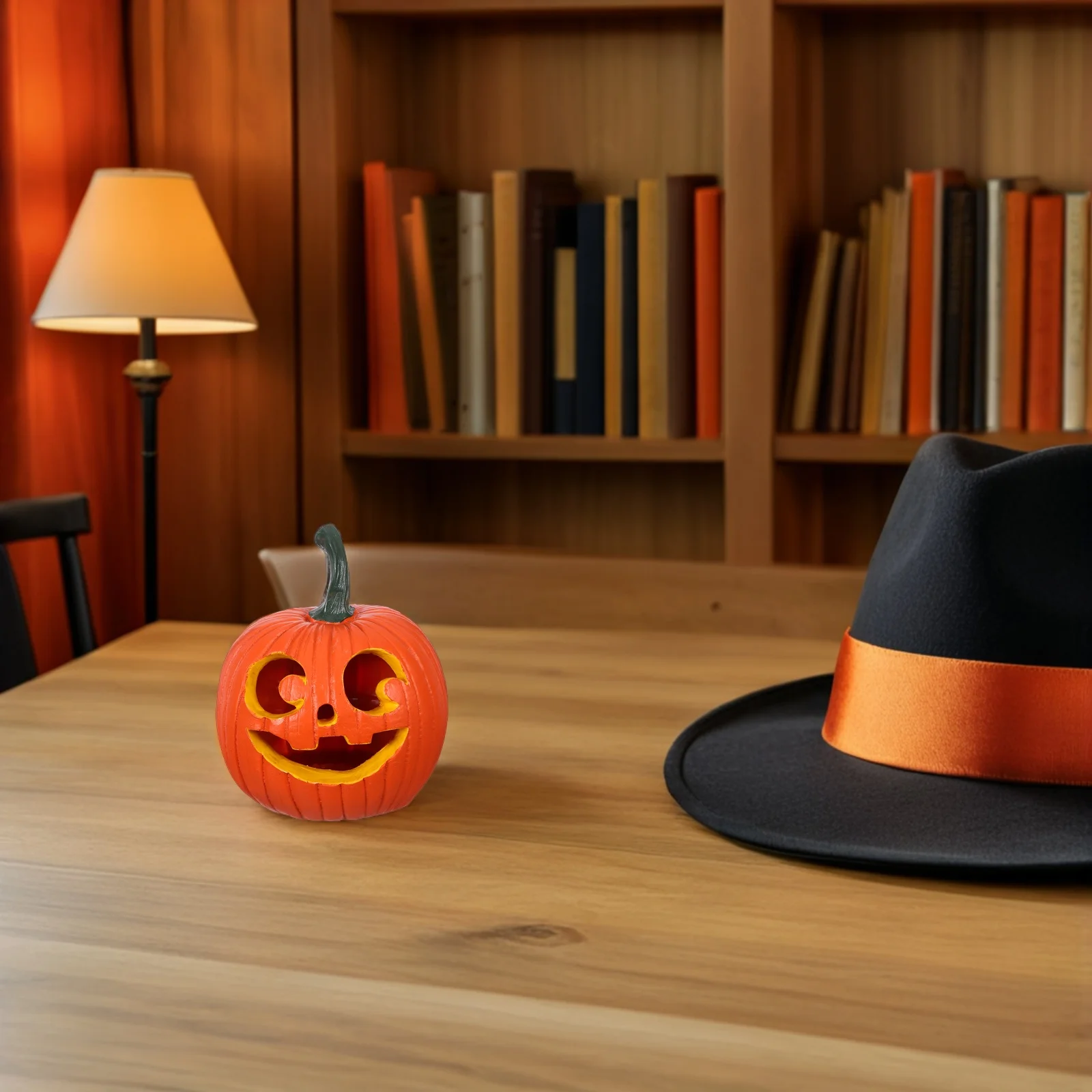 

Autumn Decor For Home Office Desktop Fireplace Garden Decoration Resin Jack O Lantern Halloween Statue Pumpkin