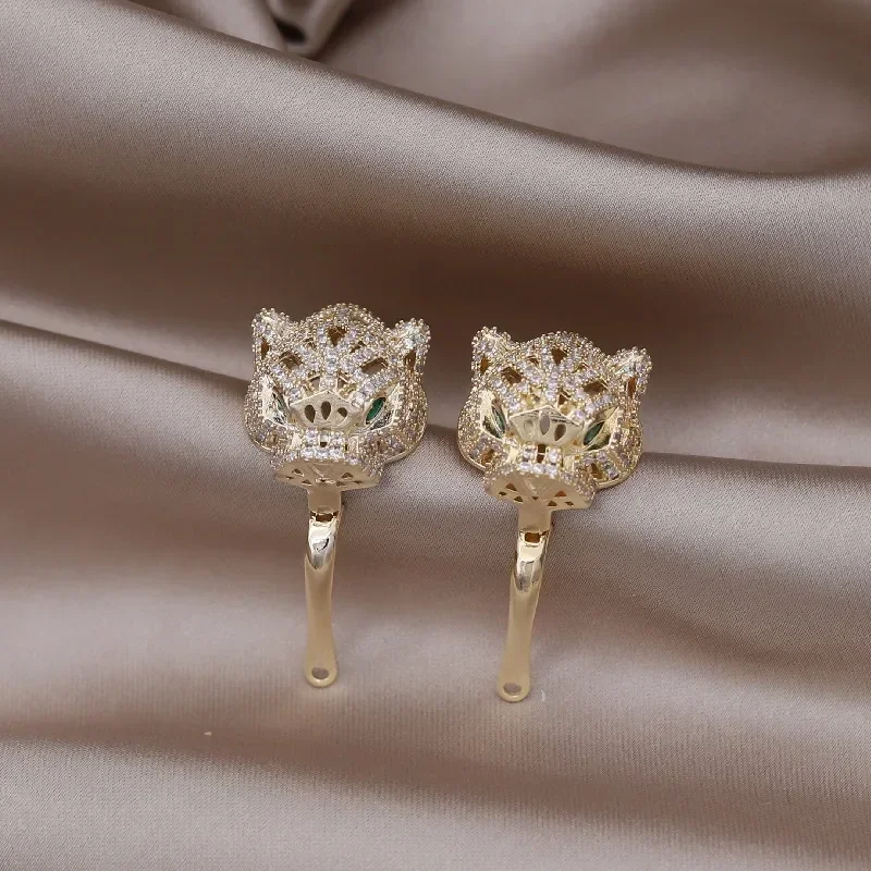 Korea New Design Fashion Jewelry  Gold plated Exquisite Luxury Zircon Leopard Earrings Elegant Women Party Shiny Accessories