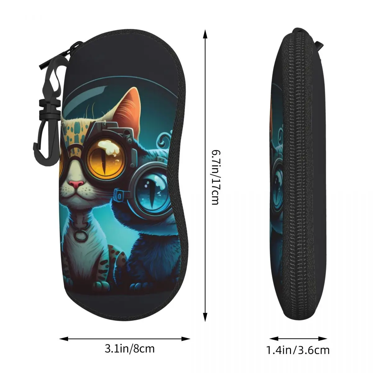 Cartoon Cat Wearing Glasses Glasses Case animal Sunglasses Pouch Trend Daily Eyeglass Protector Male Female Eyewear Organizer