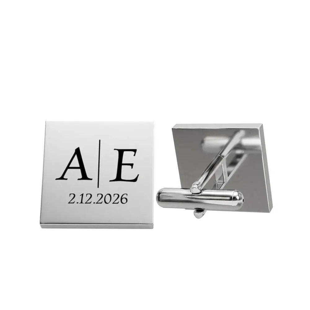 

Custom Engraved Initial Name Cufflinks Personalized Stainless Steel Geometric Square Cuff Links Wedding Best Man Gift