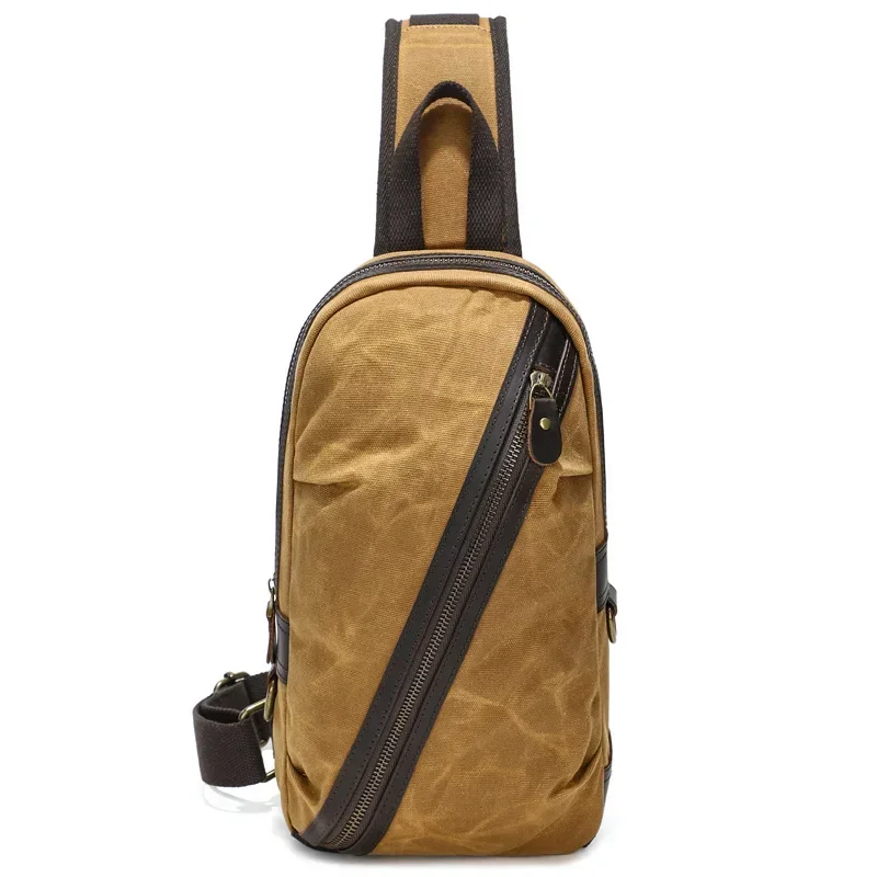 Casual men's chest bag Canvas new single shoulder crossbody bag Portable chest small backpack Casual waist bag