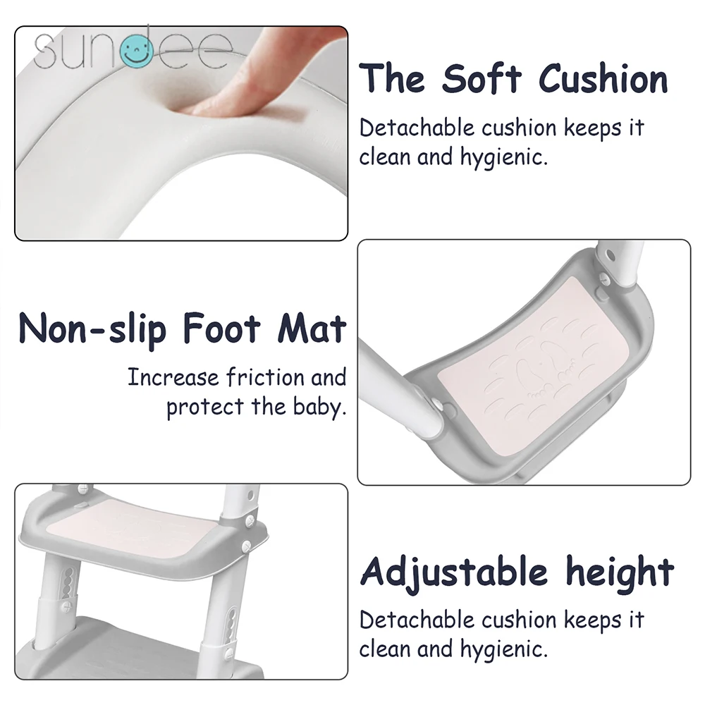 Folding Baby Pot Seat Urinal Backrest Chair Kids Potty Training Toilet Adjustable Step Stool Ladder Toddlers Safe Toilet Chair