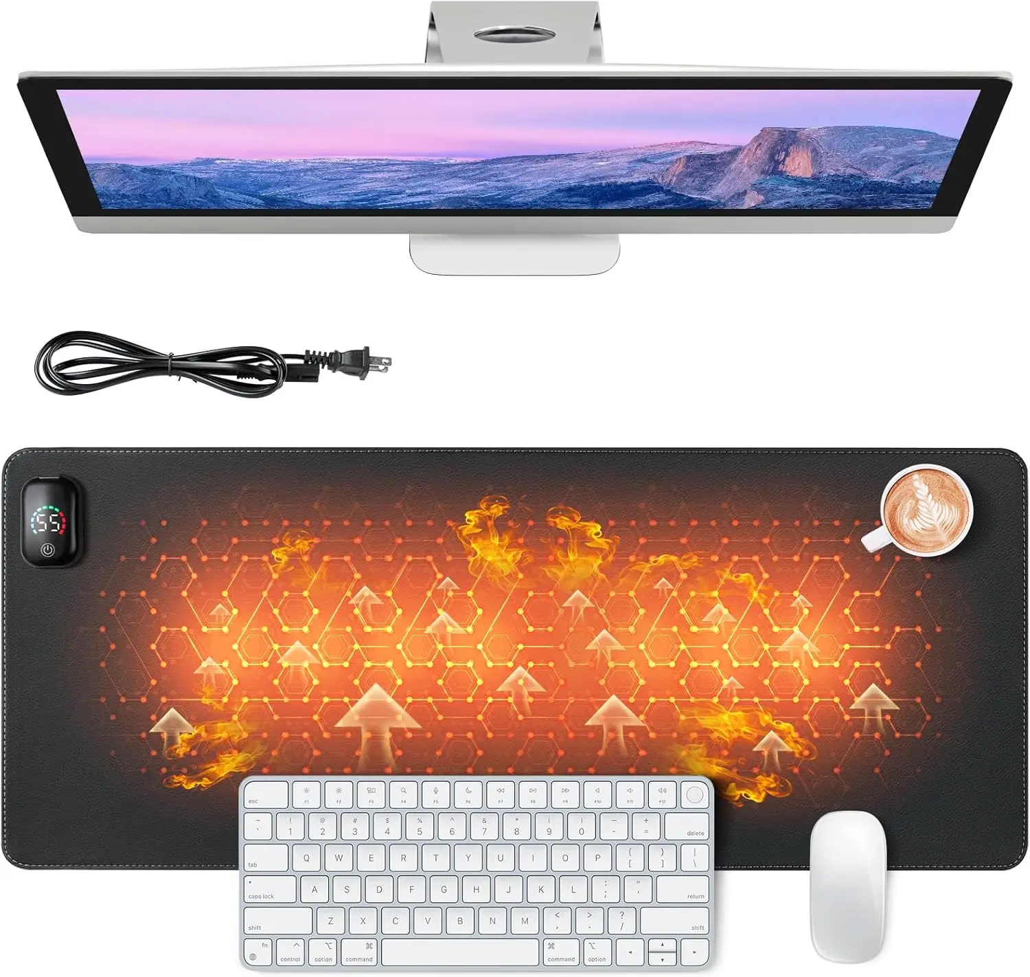 Heated Mouse Pad, Warm Desk Pad,Heated Large Desk Mat with 3 Levels Heating,Gaming Mouse Pad Foot Warmer Pad for Home O