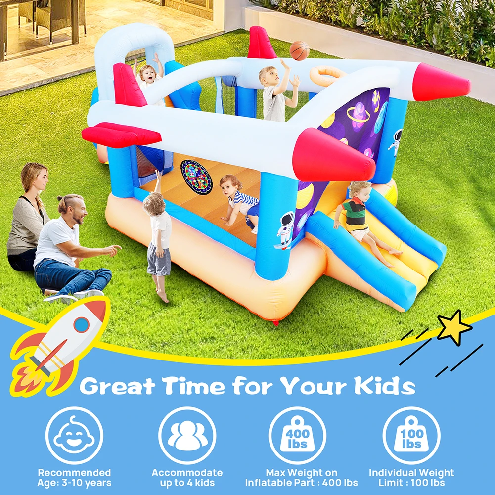 Multifunctional Inflatable Bounce House Extra Large 187 x 122 x 81'' Extra Thick Material Jumping Castle With Long Slide