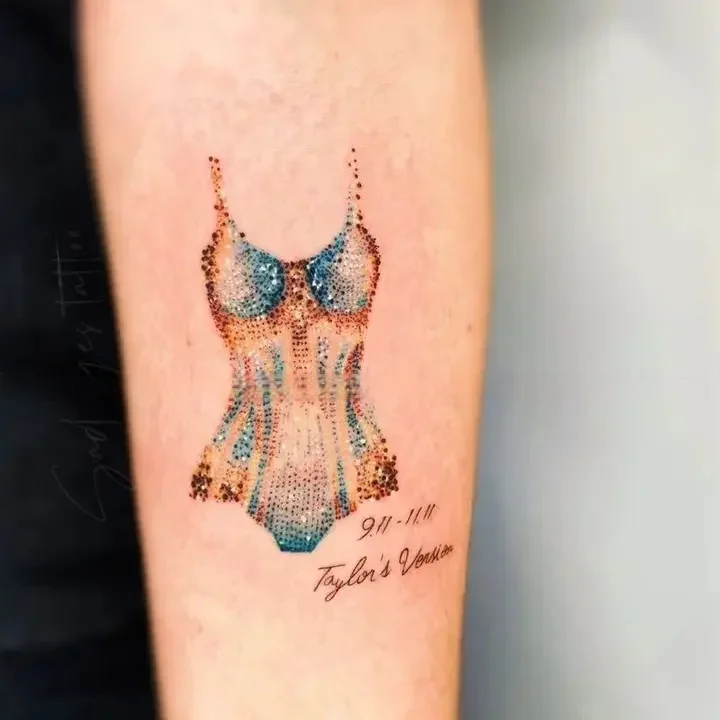 Temporary Tattoos for Woman Man Swift Concert Sequin Dress Durable Lifelike Waterproof Fake Tattoo Sticker Body Art Tatoo