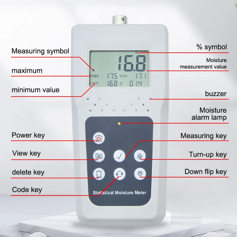 KMS680G Grain Moisture Meter Digital LCD Display 4-90% Statistical Moisture for Grain Spinning Wool Silk