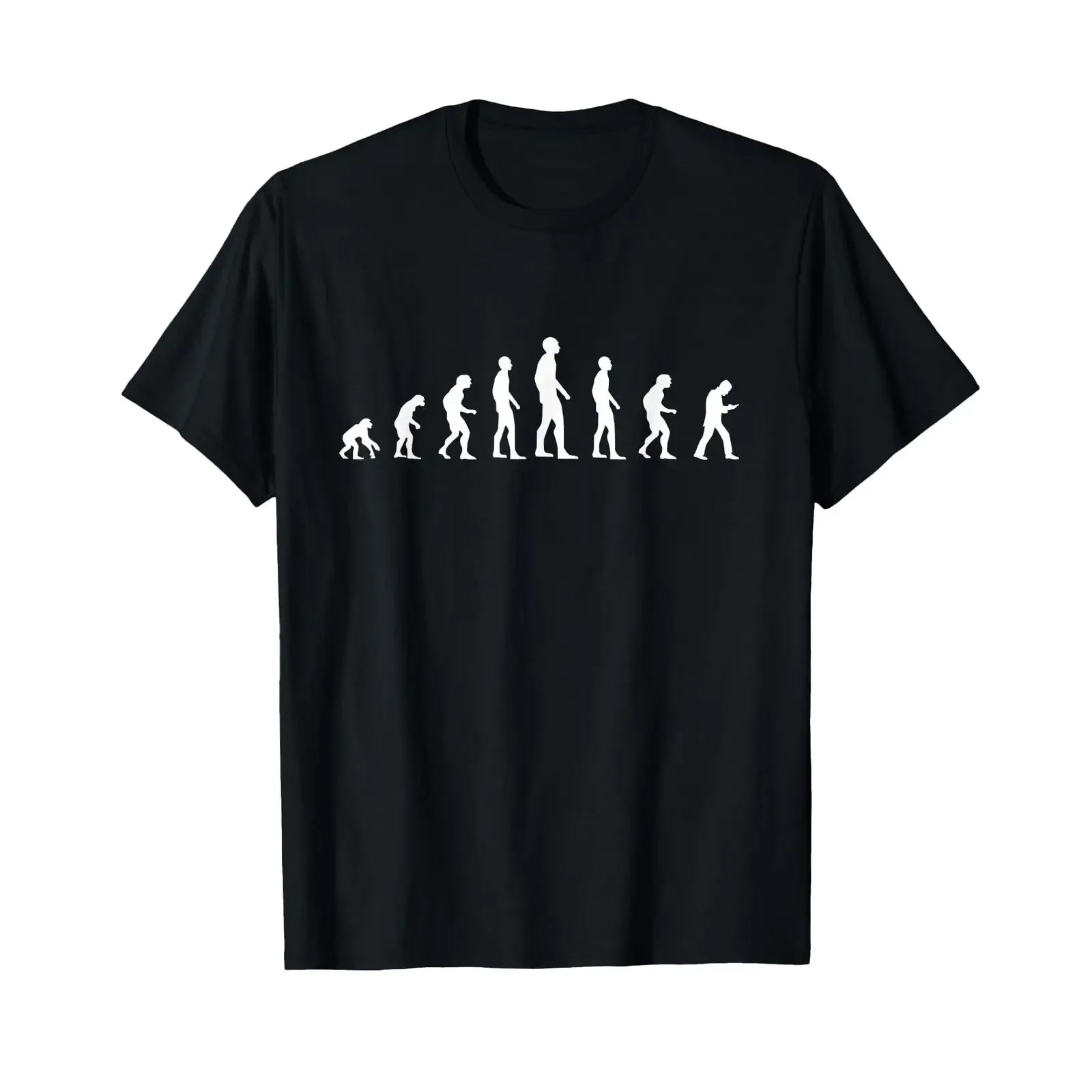 Evolution of humans to the smartphone generation T shirt black size s vintage Washed Unisex graphic fashion Slightly homme