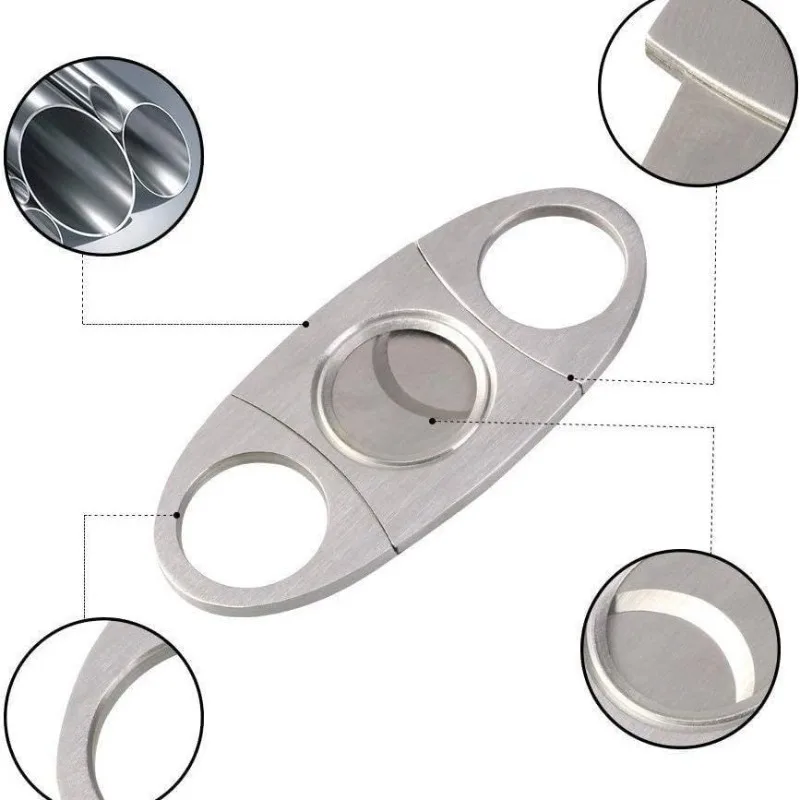 2Pcs Stainless Steel Cigar Cutter Metal Classic Cutters Guillotine Cigar Scissors Gift Puncher Cutting Knife Cigar Accessories image 2