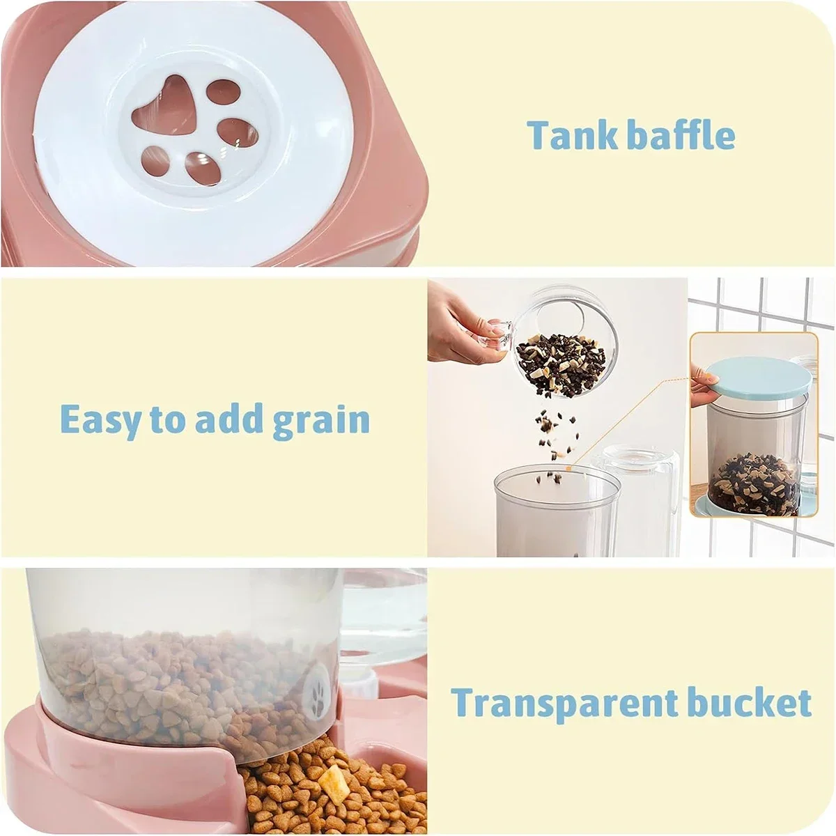 Automatic Cat Feeder Water Dispenser Set 2 In 1 Tilted Automatic Pet Food And Water Feeder Gravity Food Feeder and Waterer