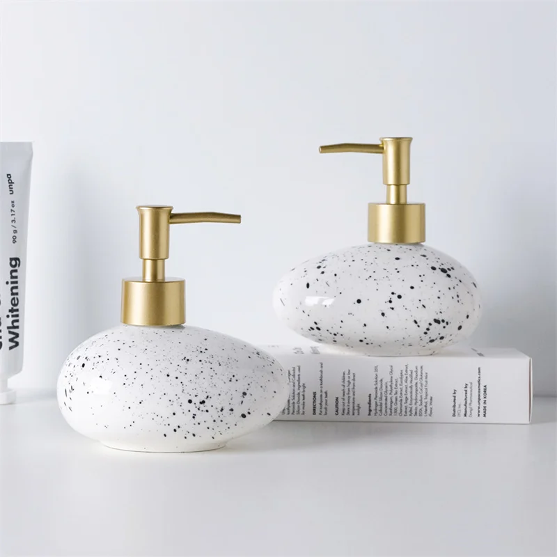 WHYOU Ceramics Luxury Lotion Bottle Ink Pattern Liquid Soap Dispensers Emulsion Latex Hand Wish Bottles Bathroom Accessories Set