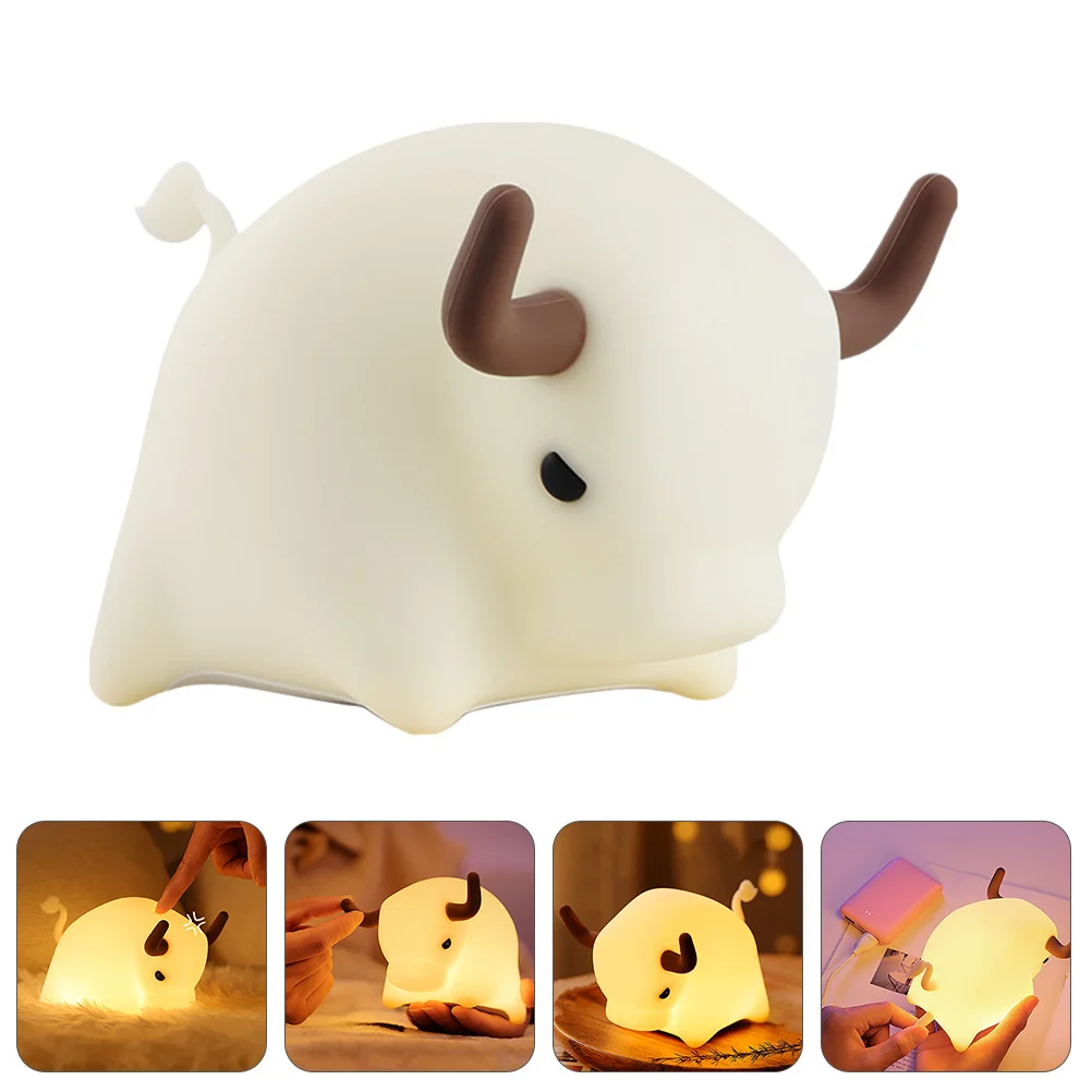 1 pçs bonito dos desenhos animados bezerro luz da noite silicone berçário lâmpada de cabeceira led bebê sono luz pated silicone noite lâmpada