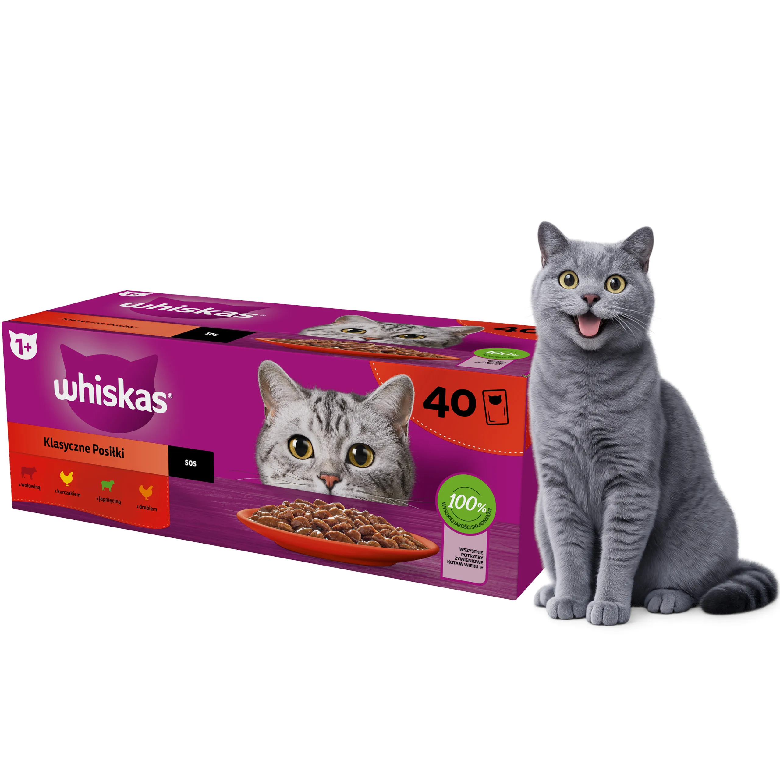 WHISKAS Natvoer voor Katten Classic Delicacies in Saus Mix 40x85g