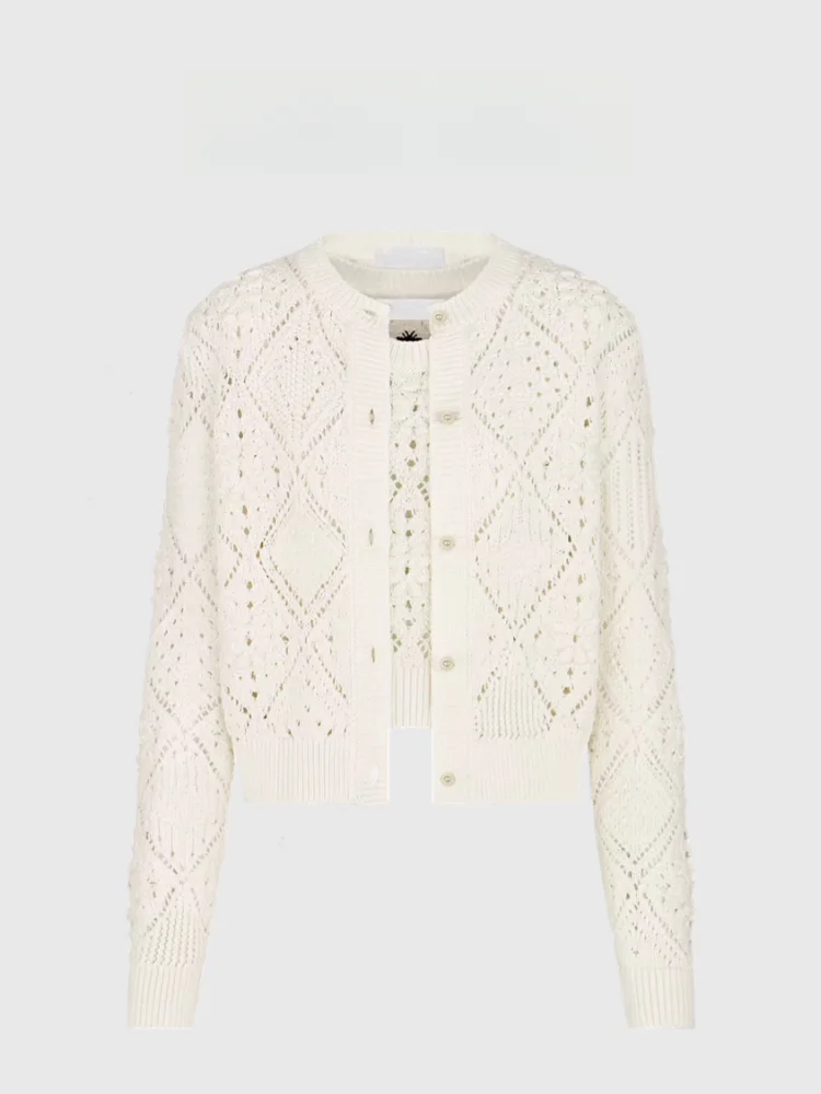 

Хлопковый элитный осенне-зимний новый вязаный кардиган с ромбовидным узором, небольшой жилет Fraance Sle Agel Svel