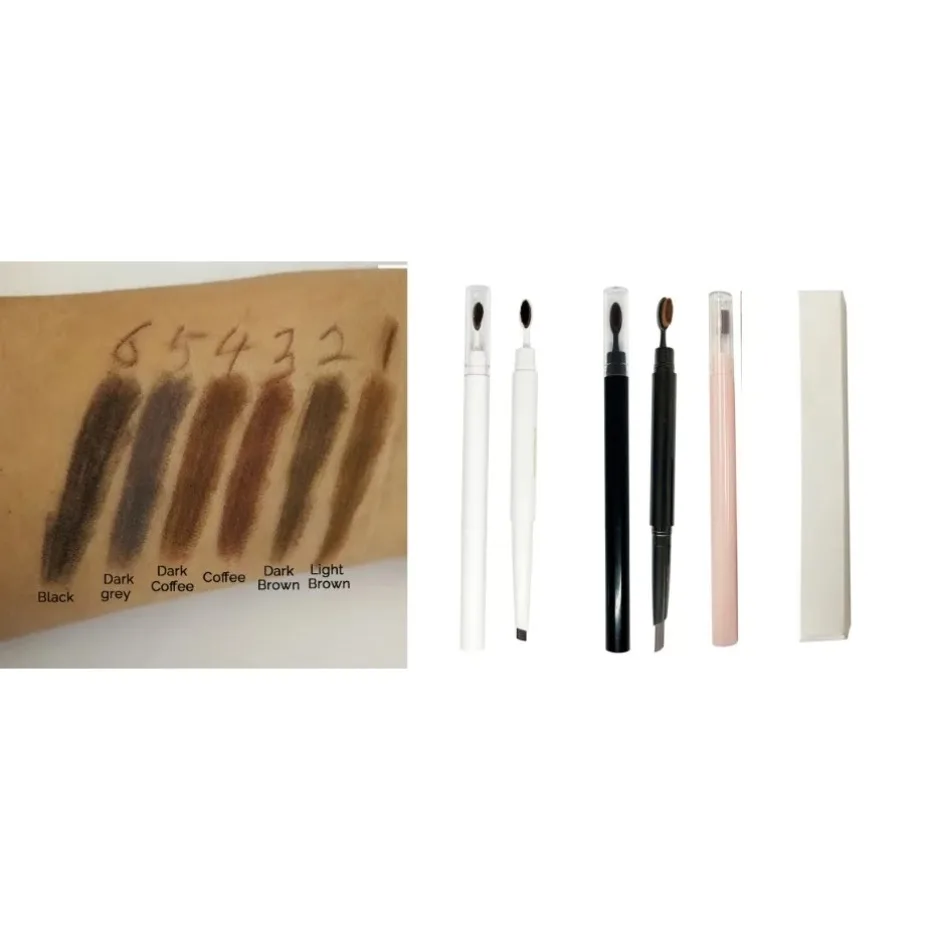 Vegan Makeup Double Ended Triangle Eyebrow Pencil with Brush Private Label Wholesale Custom Logo Long Lasting Eye Brow Pencil