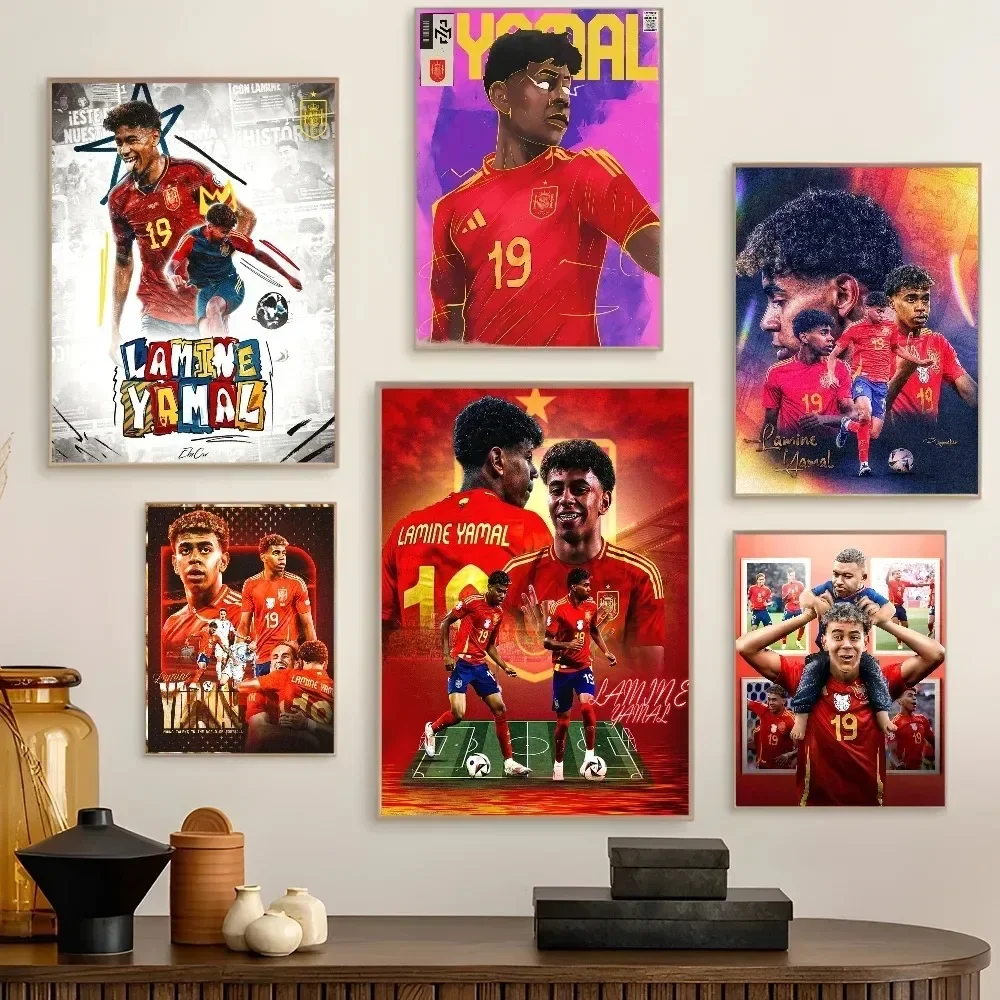 Football Star L-Lamine Y-Yamal 27 Poster Coffee House Bar Aesthetic Art Painting Bedroom Study Canvas Painting