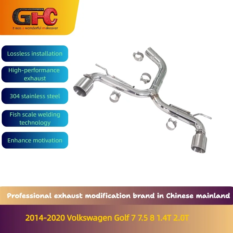 

GFC brand for 2014-2020 Volkswagen Golf 7, Golf 7 GTI, Golf 7.5, Golf 7.5 GTI, Golf 8, Golf 8GTIdouble exhaust tailpipe accessor