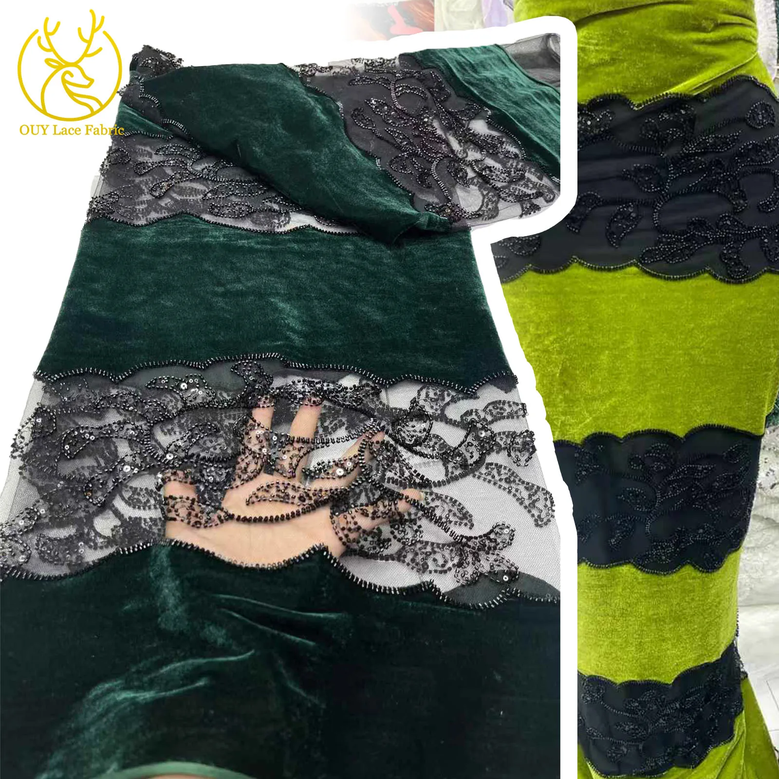 

Бархатная Тюлевая кружевная ткань 2025 г., Франция, роскошные блестки, расшитая бисером, сетчатая ткань, платья, Африка, Нигерия, подходит для женских вечерних платьев