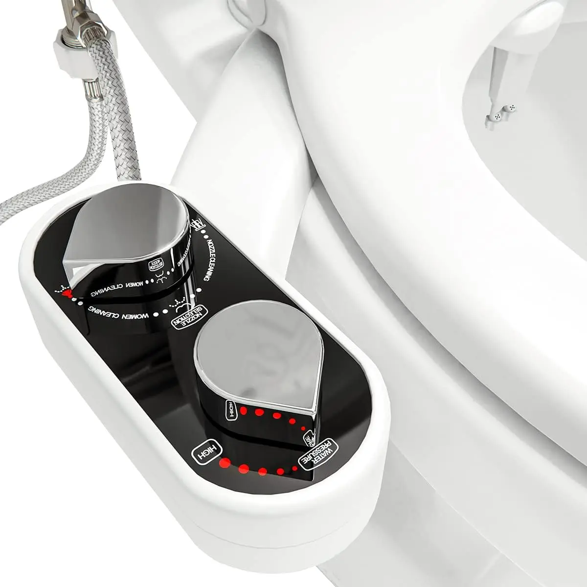 

Non-Electric Bidet Attachment for Toilet Seat - Self Cleaning Nozzles, Leak Proof, Adjustable Water Pressure, Rear & Feminine Wash, 2 Pack