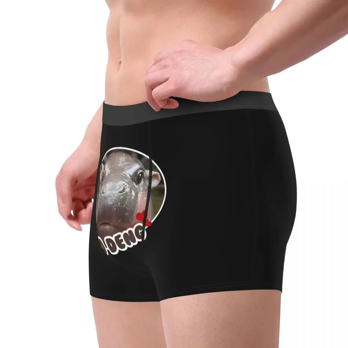 Men Moo Deng Bouncy Pig Underwear Cute  Hippo Humor Boxer Shorts Panties Male Soft Underpants S-XXL