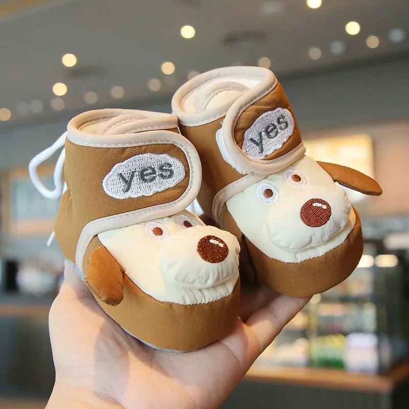 

Baby Warm Cotton Boots for Autumn Winter Windproof Anti Drop Toddler Soft Sole First Walking Shoes 0-3-6 Months to 1 Year Unisex