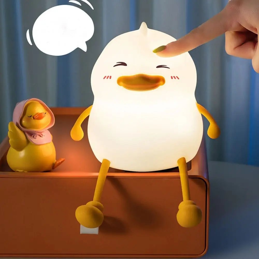 

Silicone Cute Duck Pat Light Eye Protection Cartoon USB Charging Night Light Clap Control Decompression Night Light